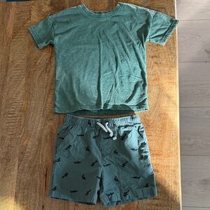 Sage Green Shark Shorts Set